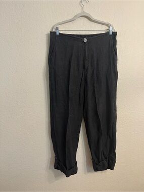 Flax Black 100% Linen-Blend Casual Chinos